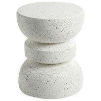BEISTELLTISCH 37/37 cm Terrazzo Optik Cremeweiß Faliro - Weiß, Keramik (37/37/45cm) - Beliani