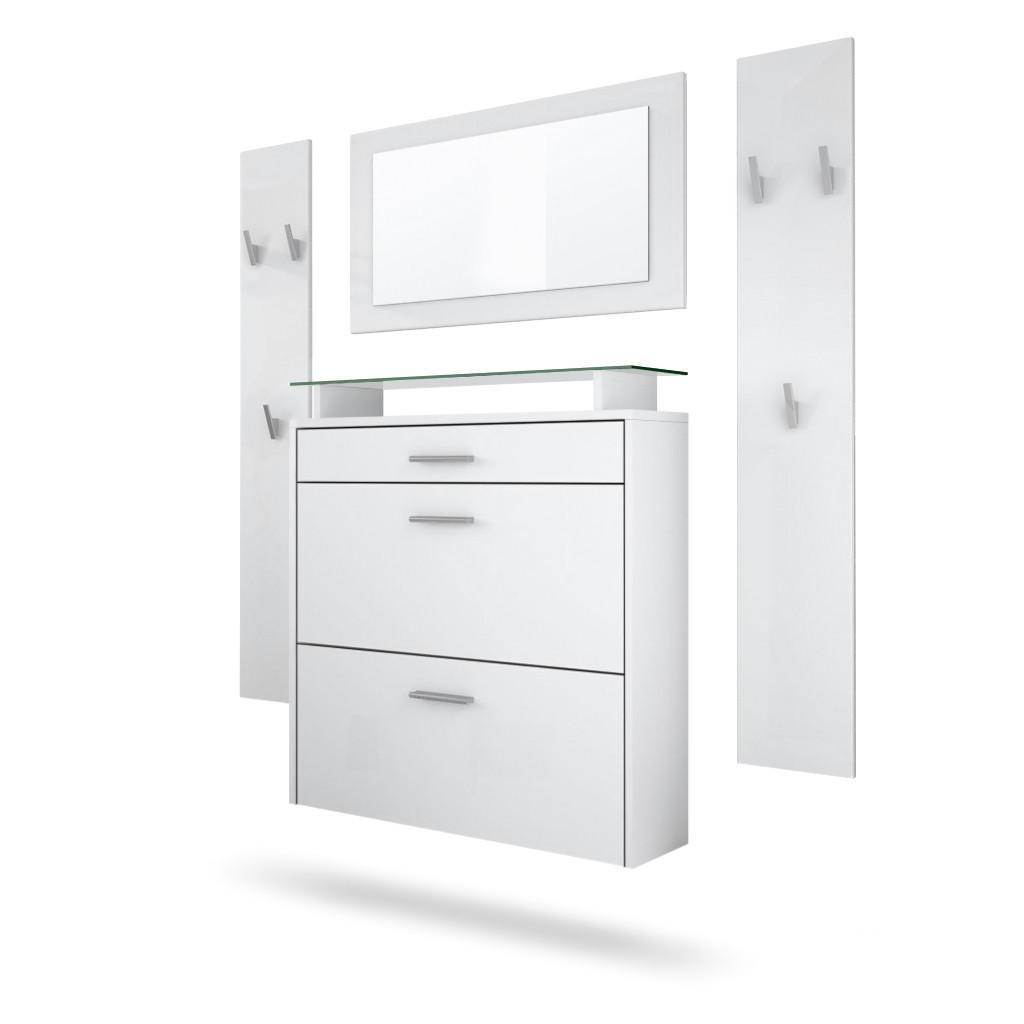 Vladon Garderobe Weiß 180x180x23 cm