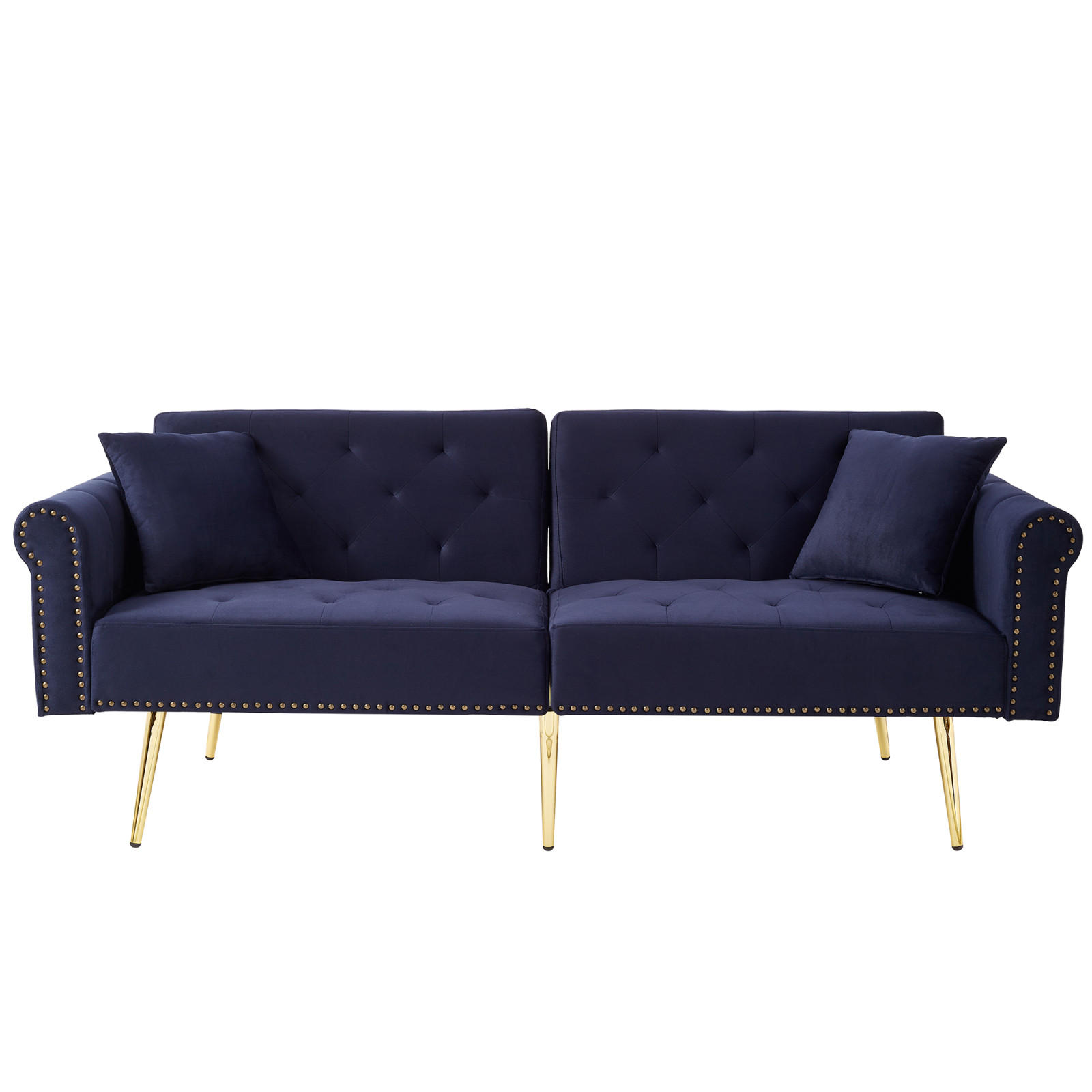 SCHLAFSOFA 2-Sitzer mit Samtbezug und Rückenlehne - Blau, Kunststoff (173/70/75cm)