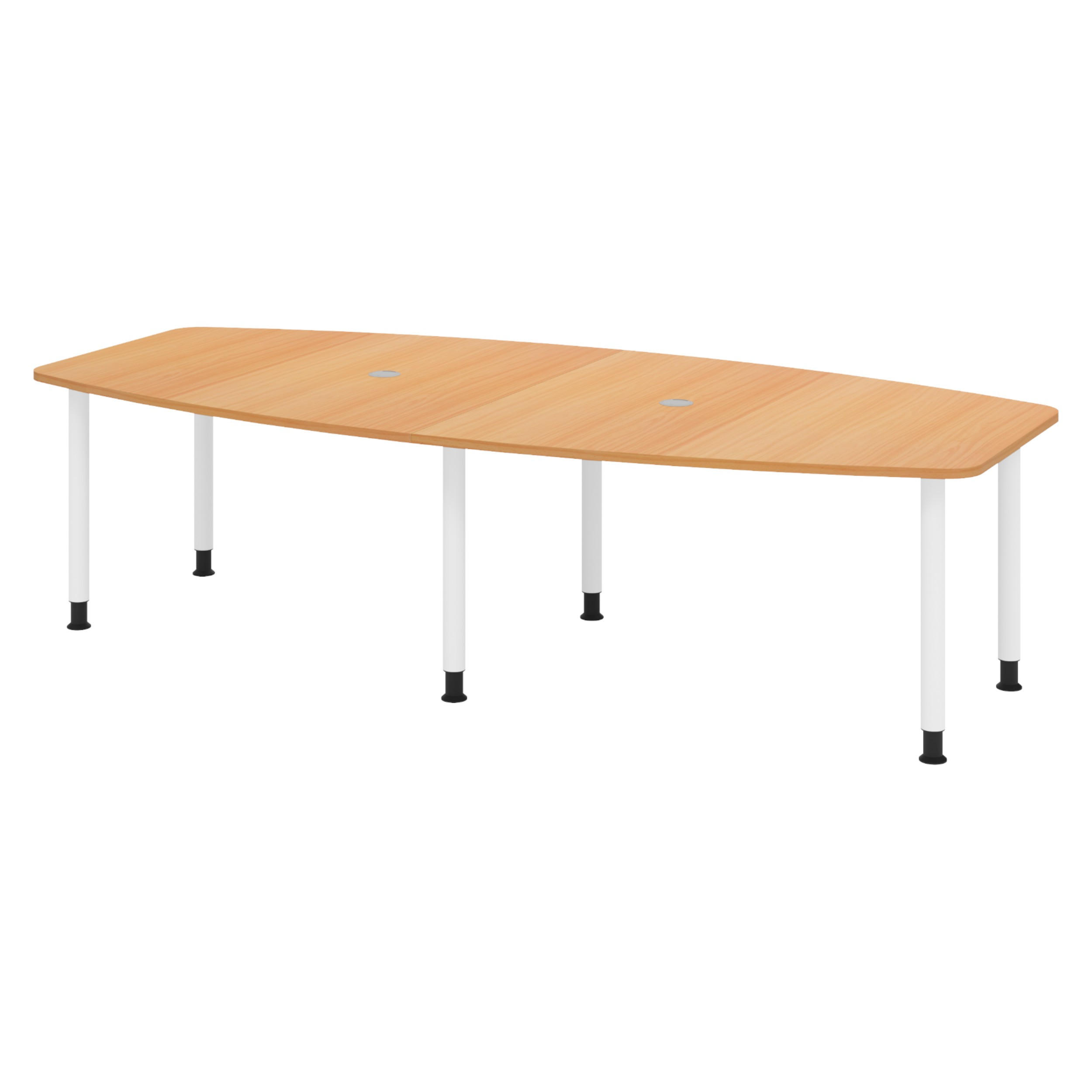 KONFERENZTISCH mittel KT28 130/280/74 cm in Buchefarben/Füße in Weiß - Buchefarben/Weiß, Holzwerkstoff (130/280/74cm) - bümö