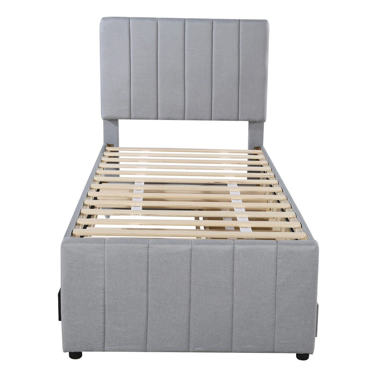 KINDERBETT 90/200 cm DE-01769, in Grau, mit Rollbett und Stauraumschubladen - Grau, Metall (90/200cm) - ComfortXL