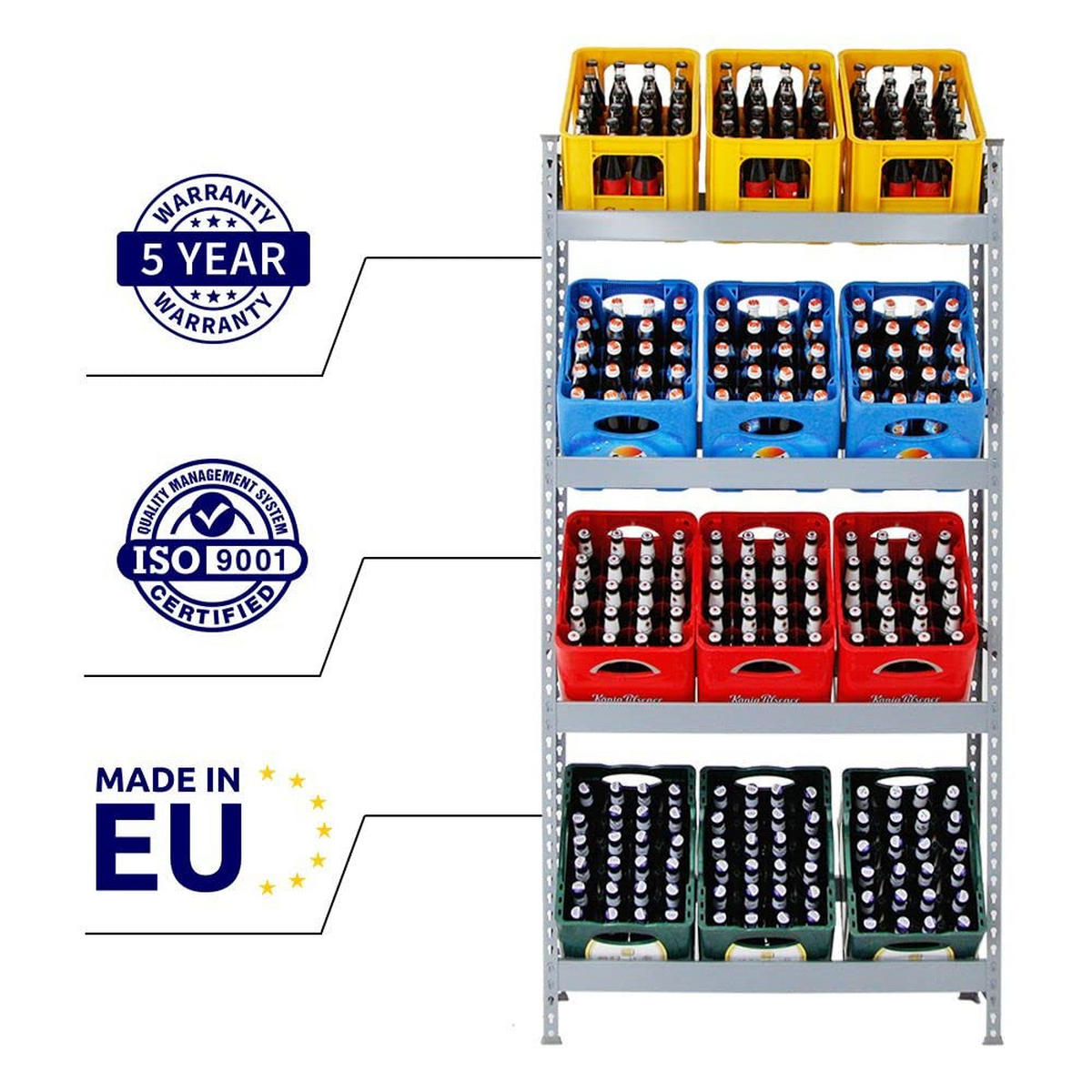 GETRÄNKEKISTENREGAL High Big Camel HxBxT 200 x 100 x 30 cm Grau - Grau, Metall (100/200/30cm) - PROREGAL