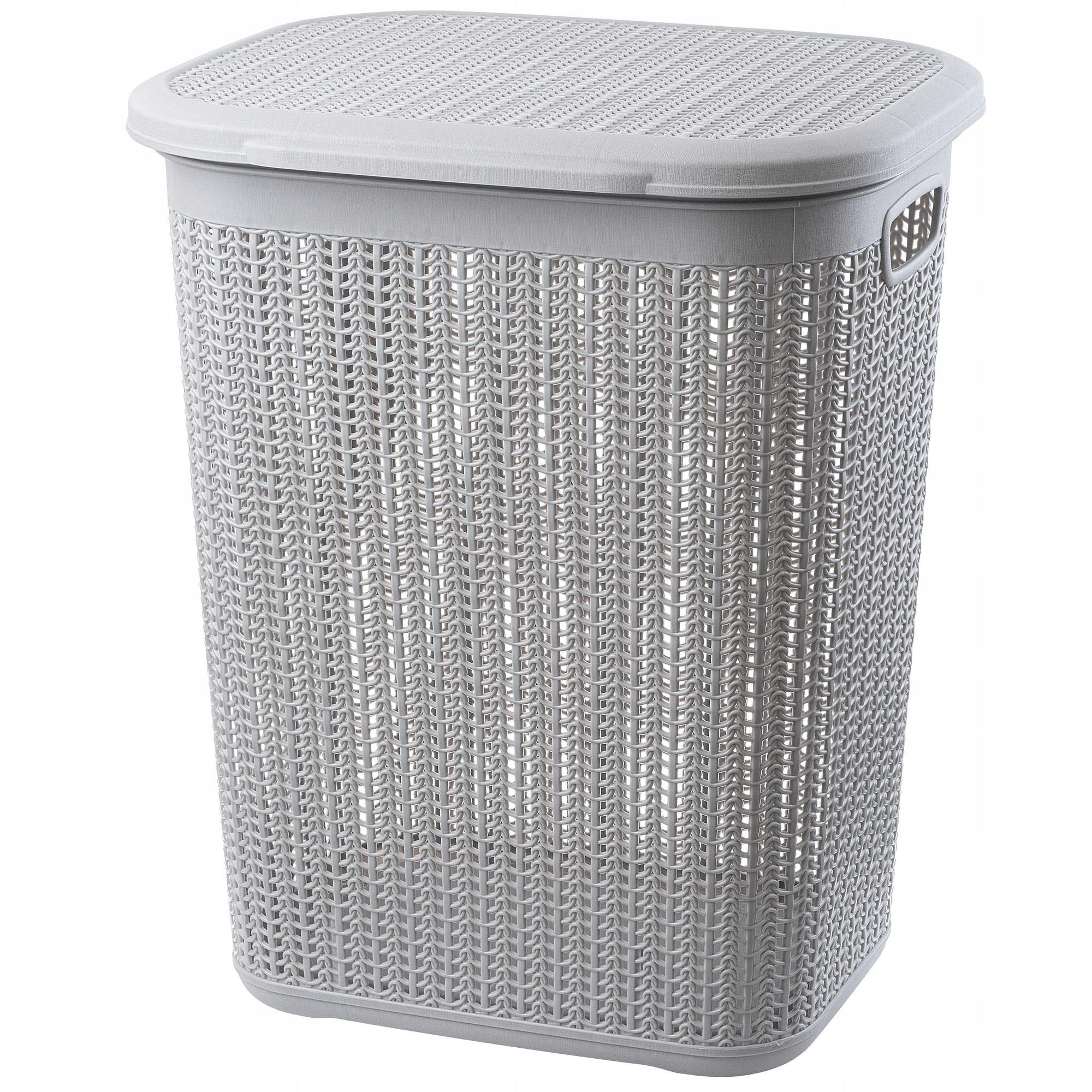KADAX Wäschekorb 50L großer Kunststoffbehälter mit Deckel grau - Grau, Kunststoff (44.5/37/54cm) - KADAX