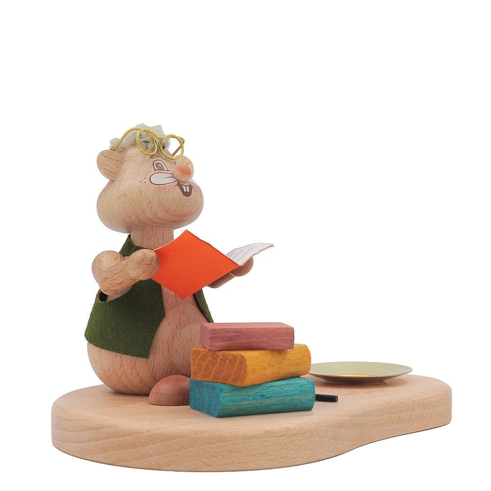 HOLZFIGUR Hamster Vorleser mit Kerzenhalter 11 cm - Multicolor, Metall (14/1/0.1cm)