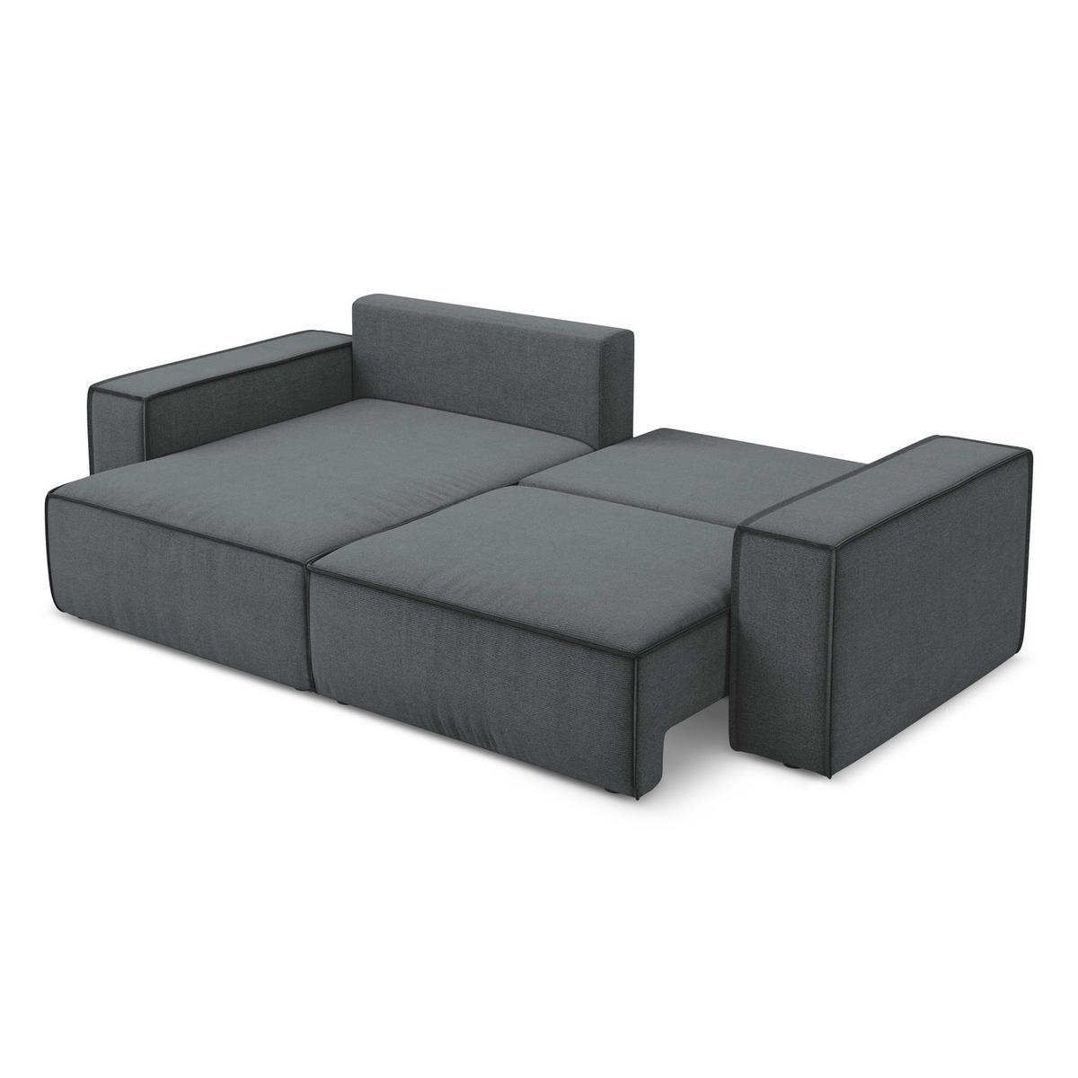 ECKSOFA mit Schlaffunktion Strukturstoff Stoff Grau - Schwarz/Grau, Kunststoff/Textil (148/257cm) - LaMiaSofa