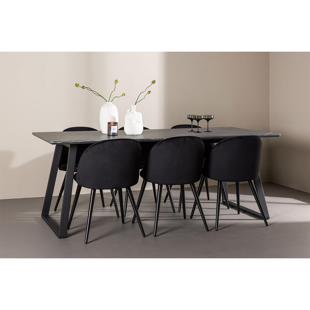 TISCHGRUPPE schwarz - Schwarz, Holzwerkstoff (200/75/90cm) - ebuy24