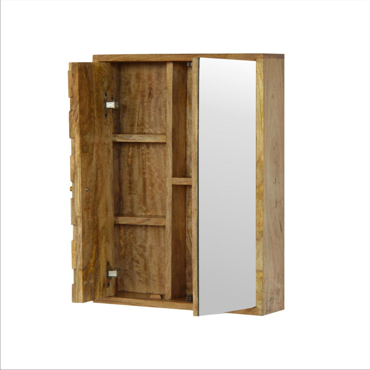 SPIEGELSCHRANK mit Ananas-Schnitzerei - Messingfarben/Braun, Holz/Metall (43/58/12cm) - Artisan Furniture