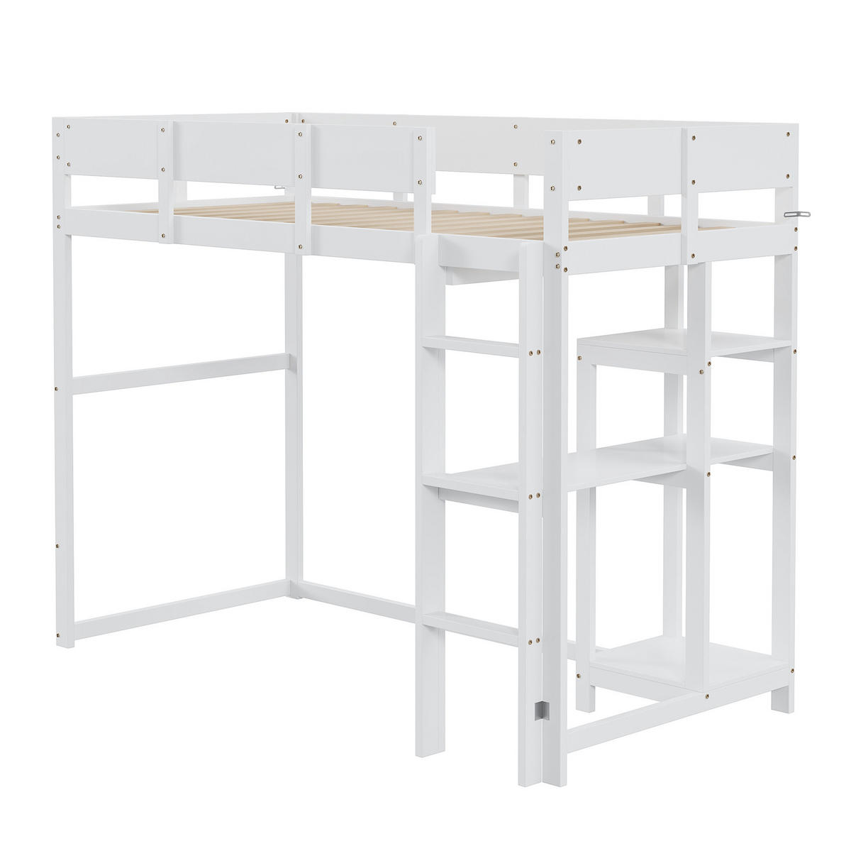 HOCHBETT 90/200 cm in Weiß – mit Ablageregal und Rausfallschutz - Weiß, Holz (90/200cm) - BEAOK