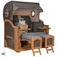 STRANDKORB Düne 2 Sitzer Teak PE Grey - Braun/Grau, Holz/Metall (125/170/80cm) - Mr. Deko