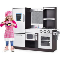 KINDERKÜCHE Mit Kühlschrank Grau - Grau, Holz (30/89/79cm) - COSTWAY