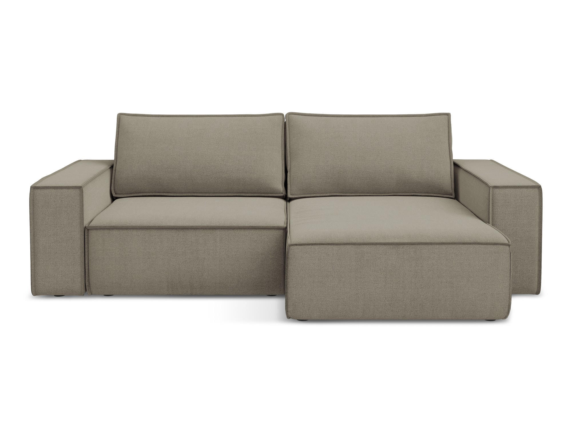 ECKSOFA mit Schlaffunktion Strukturstoff Stoff Beige - Beige/Schwarz, Kunststoff/Textil (257/148cm) - Makamii