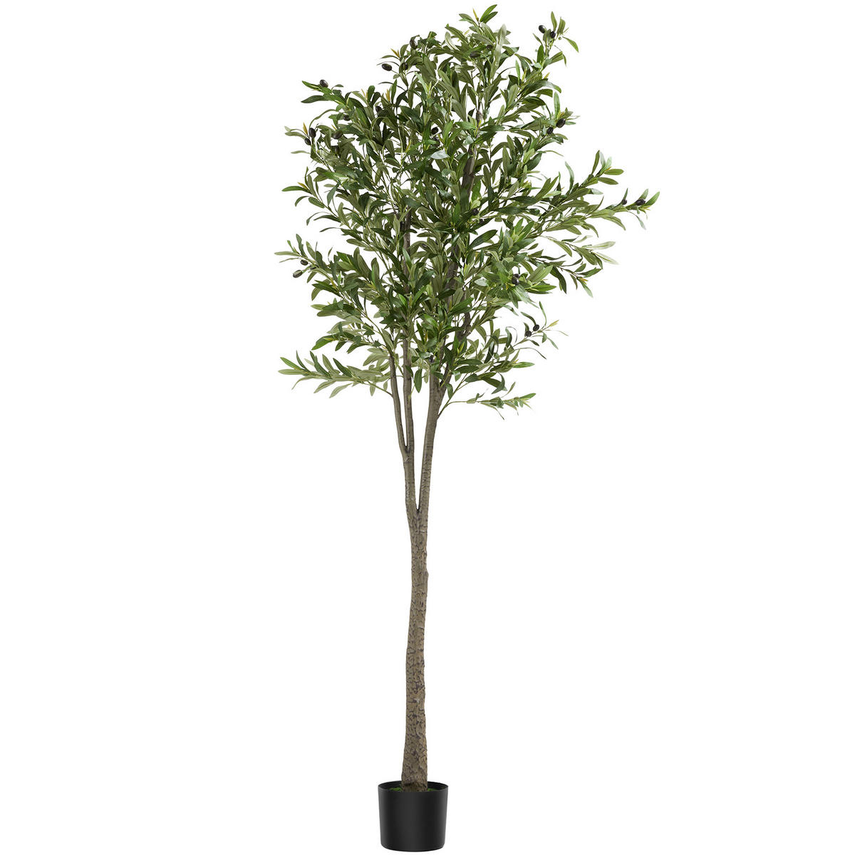 KÜNSTLICHER OLIVENBAUM Oleand, stabiler Kunststoff Blumentopf, grün - Grün, Kunststoff (210cm) - tectake
