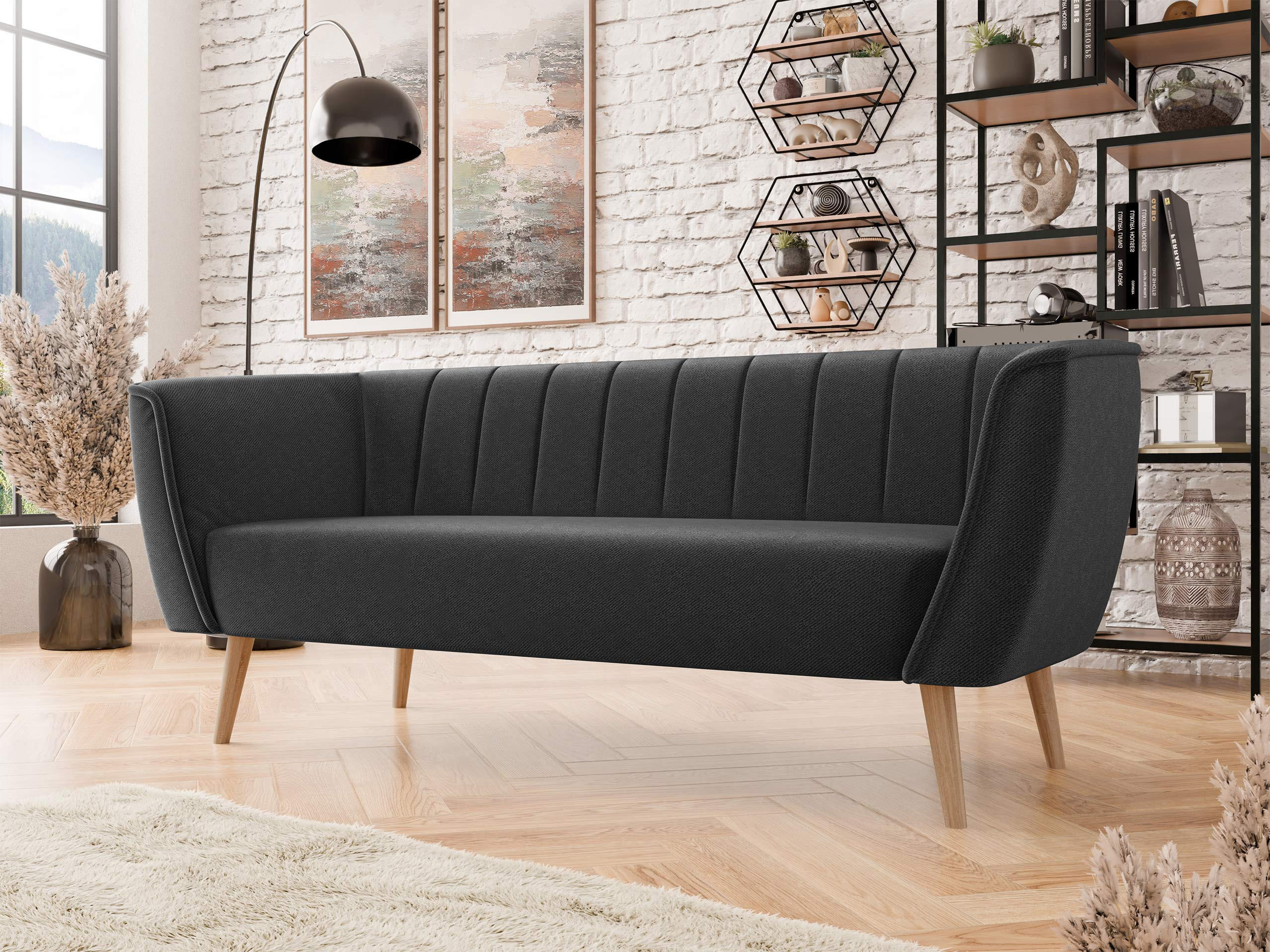 SOFA Pas 3 - Dunkelgrau/Naturfarben, Holz/Textil (182/75/74cm) - MIRJAN24