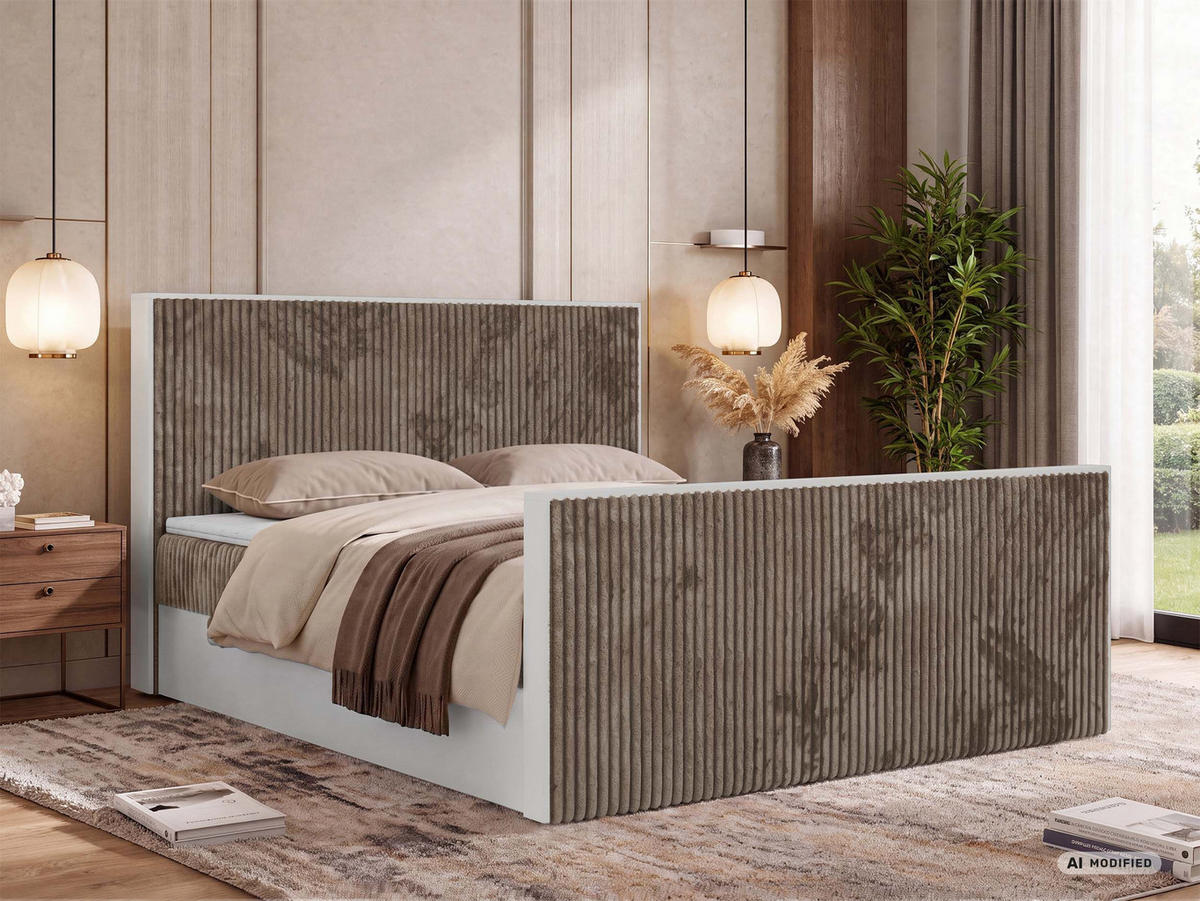 KONTINENTÁLNÍ POSTEL TRAVIT DUO 180/200 - Hnědá Manšestr - Topper Visco - H3 - černá/hnědá, textil/plast (180/200cm) - MKS