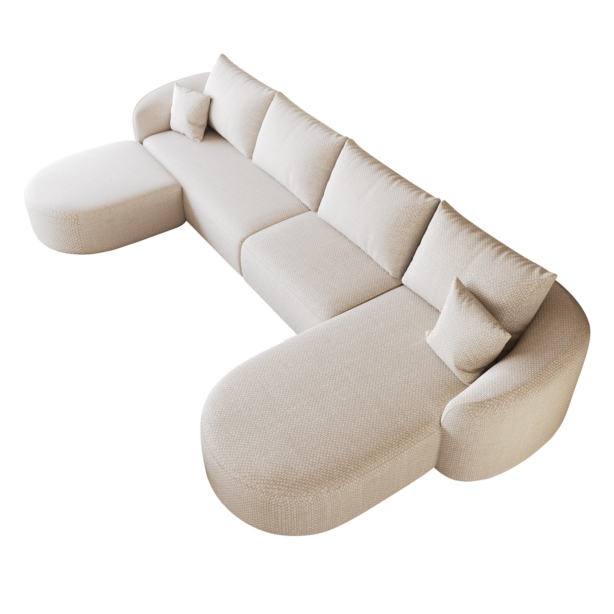 WOHNLANDSCHAFT DE-34817 U-Form 3-Sitzer Chaiselongue rechts Weiß - Weiß, Textil (168/85/336cm) - ComfortXL