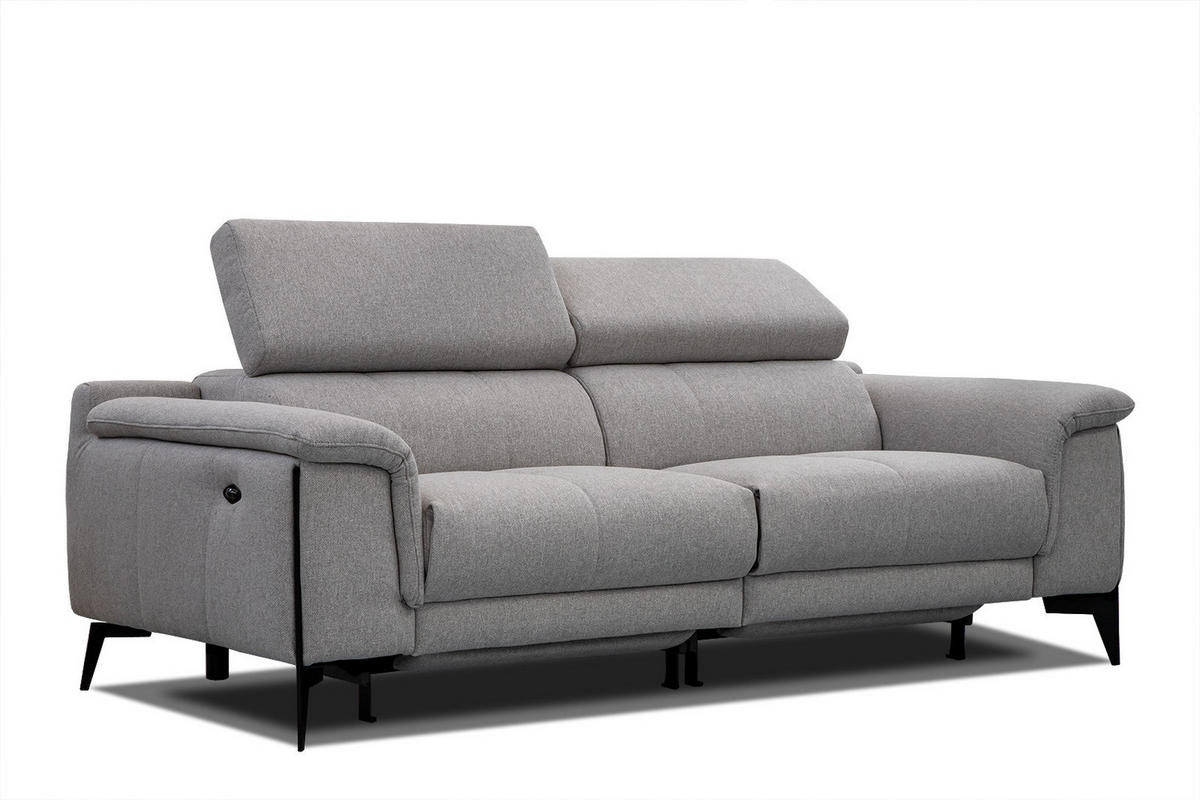 RELAXSOFA MATERA 3-Sitzer mit 2 Relaxfunktionen, grau - Schwarz/Grau, Holzwerkstoff/Textil (212/82/103cm) - Courtois Laville