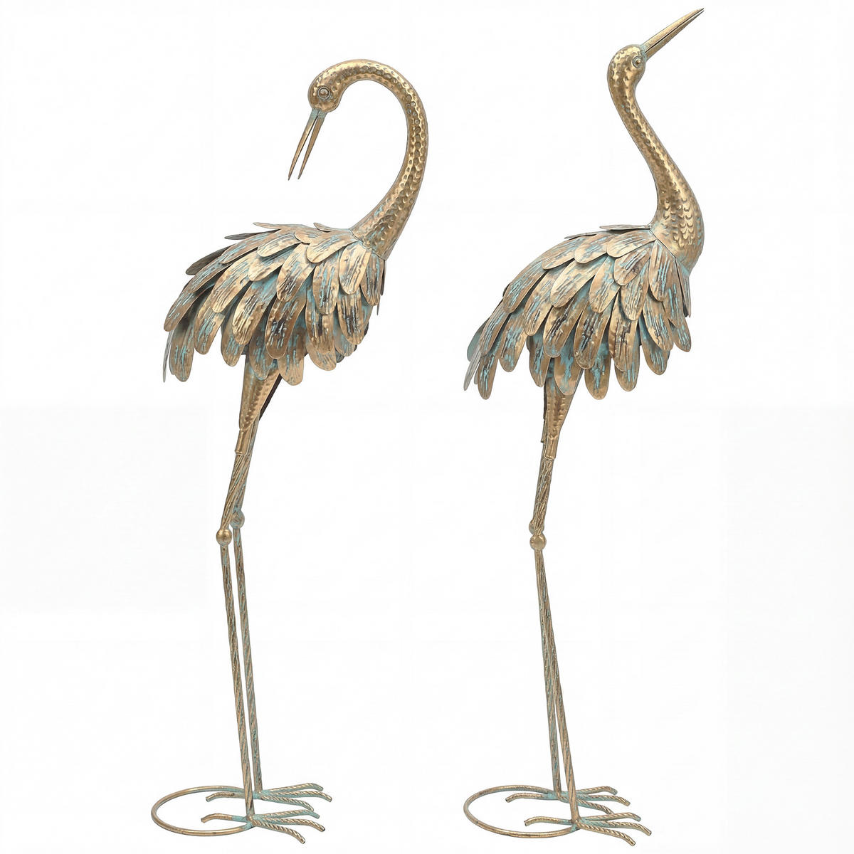 REIHERFIGUREN 2er-Set DE-13847 91/95 cm Gold & Blau - Goldfarben, Metall (16/91/27cm) - ComfortXL