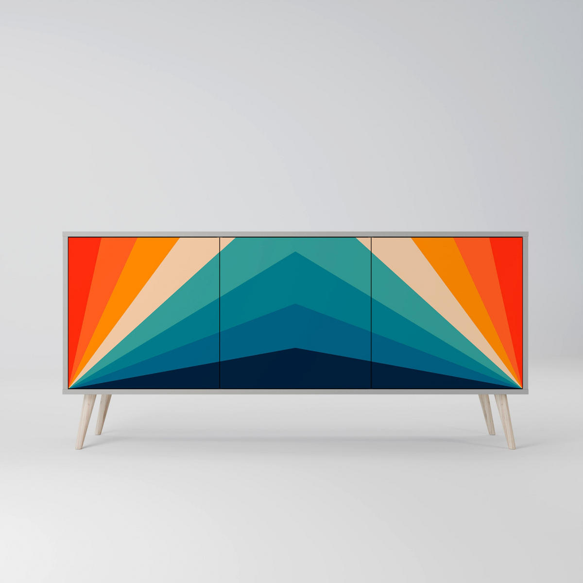 SIDEBOARD PRISM CONCUSSION, Eicheneffekt, 164,5x42x77,5 cm, 3 Türen - Eichefarben/Buchefarben, Holzwerkstoff/Buchenholz (164.5/77.5/42cm) - SpaceRebels