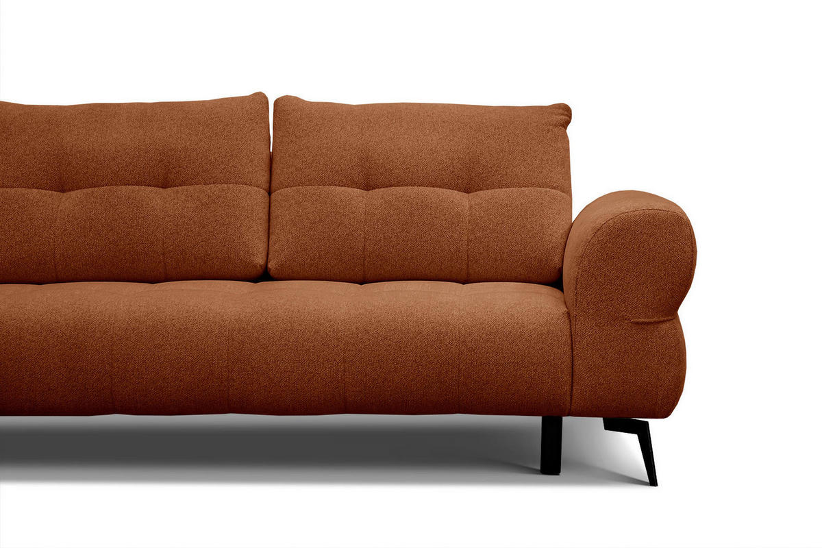 ECKSOFA SALVINI 4-Sitzer, dunkelorange - Dunkelorange/Schwarz, Holzwerkstoff/Textil (158/292cm) - Courtois Laville