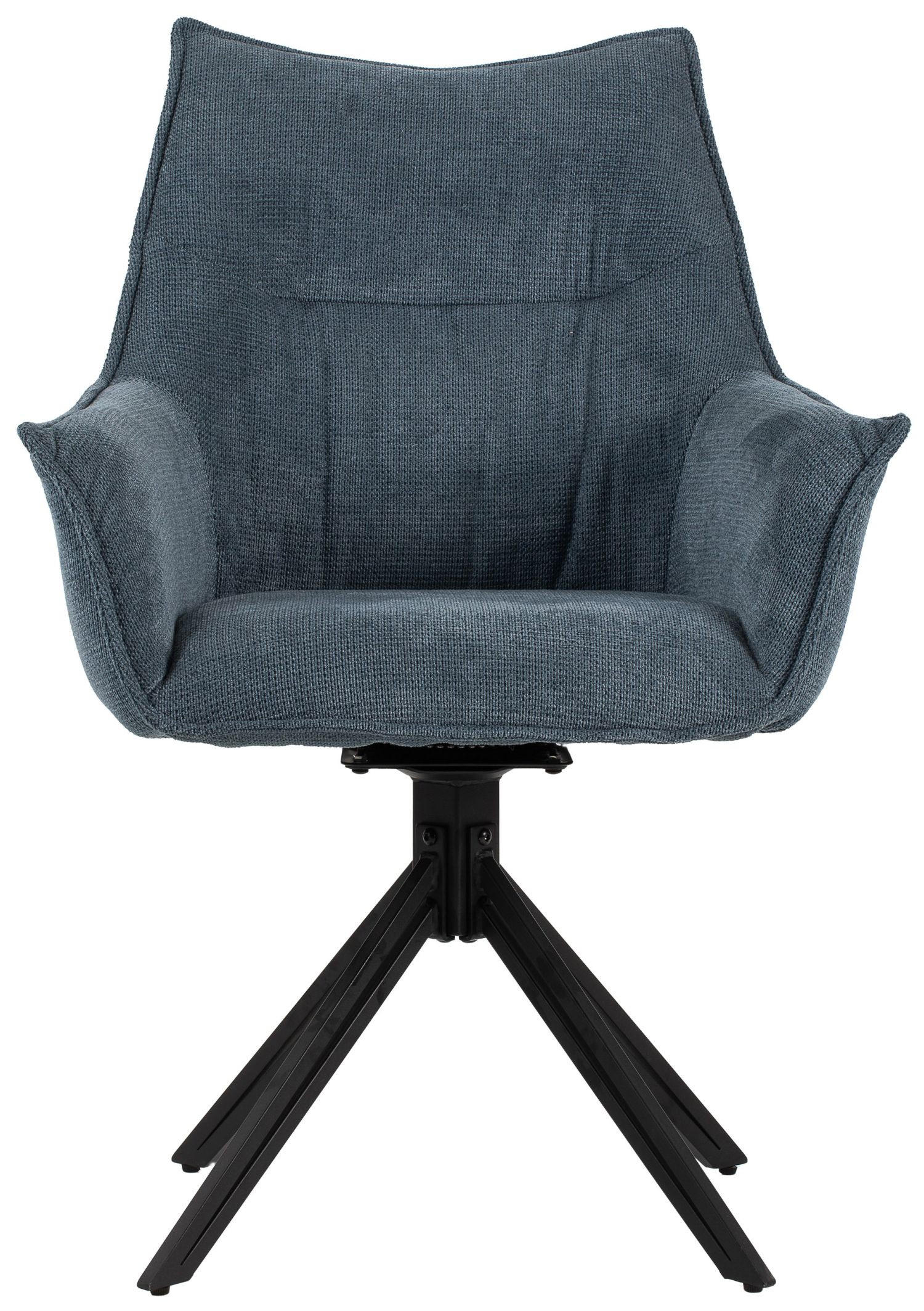 DININGSESSEL Ginosa - drehbar - blau - Blau/Schwarz, Textil/Metall (62/90/66cm) - bene living