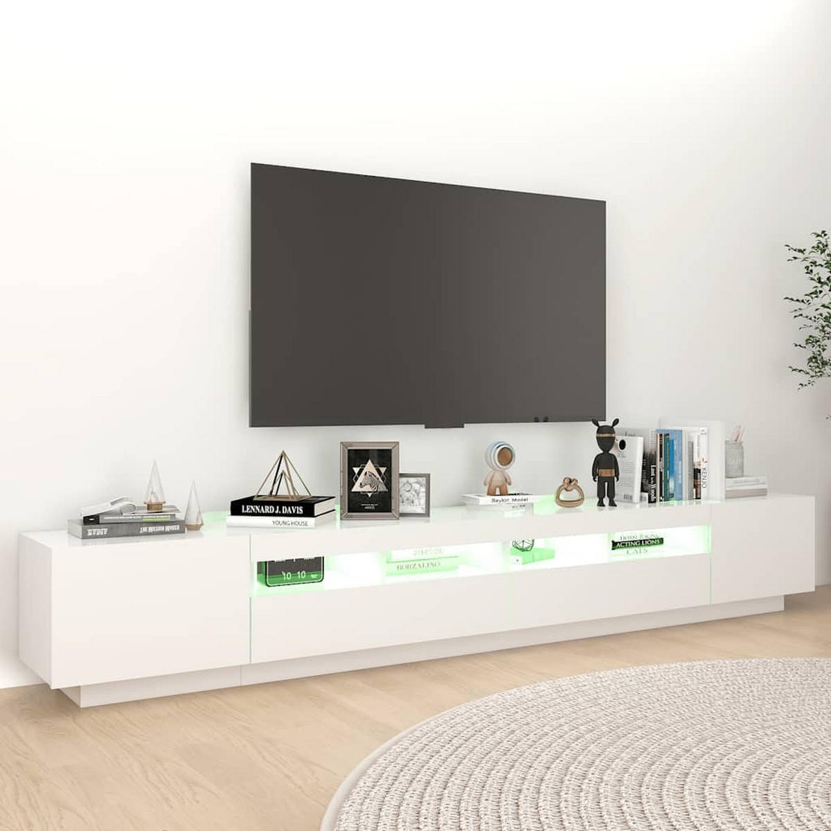 TV-SCHRANK Mit Led-Leuchten Weiss 260/35/40Cm - Weiß, Holzwerkstoff (35/40/260cm) - vidaXL