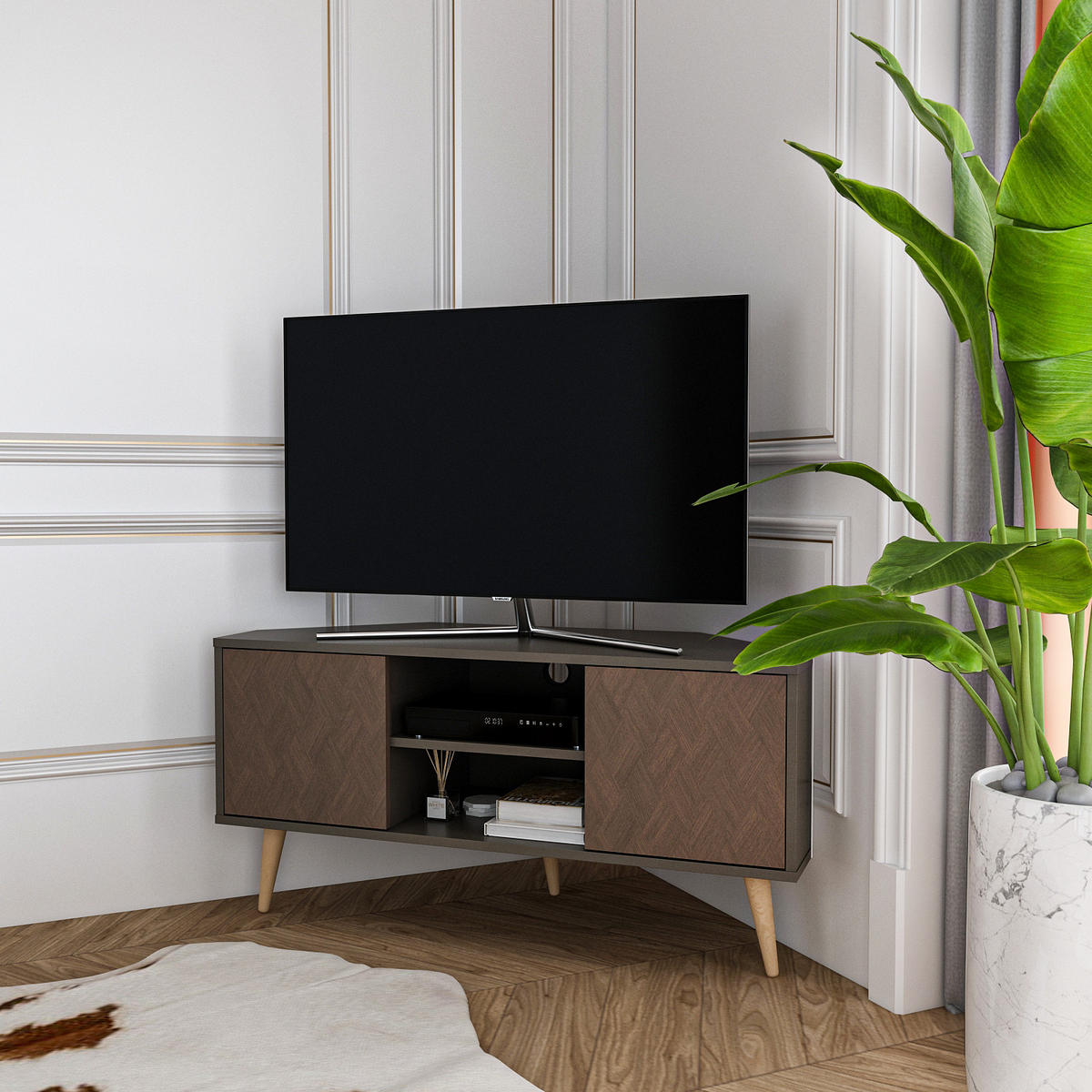 TV-ELEMENT Lesson Kaffeebraun und Galaxy Vintage - Dunkelgrau/Braun, Holzwerkstoff (120/59.8/45cm) - Decorotika