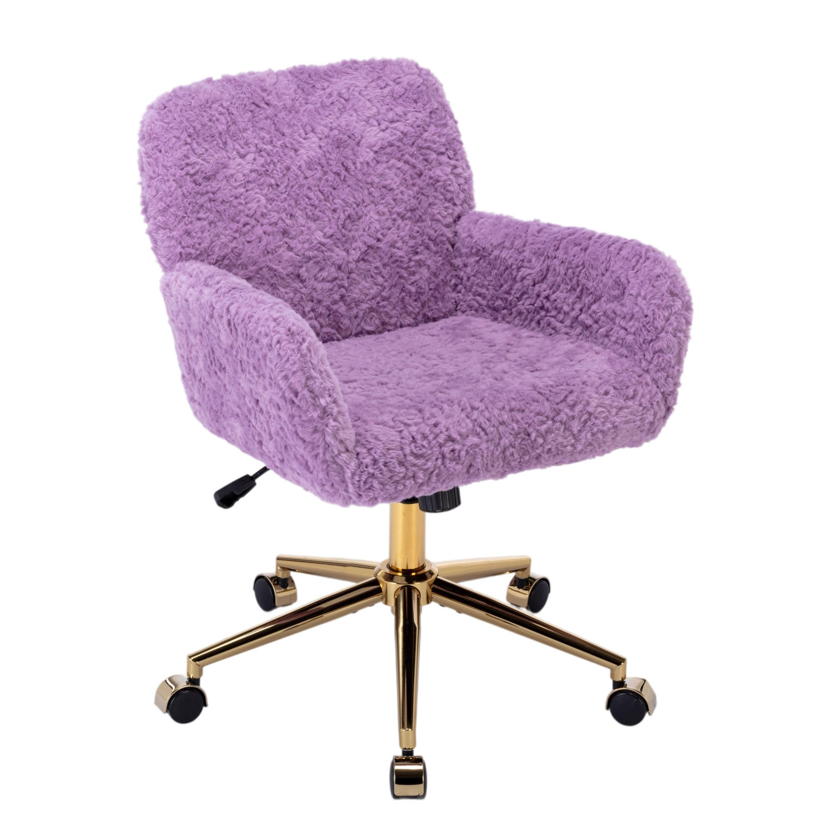 DREHSTUHL DE-40974 mit Kunsthasenfell-Bezug und Armlehnen Violett - Lila, Metall (61/90/60cm) - ComfortXL