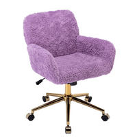 DREHSTUHL DE-40974 mit Kunsthasenfell-Bezug und Armlehnen Violett - Lila, Metall (61/90/60cm) - ComfortXL