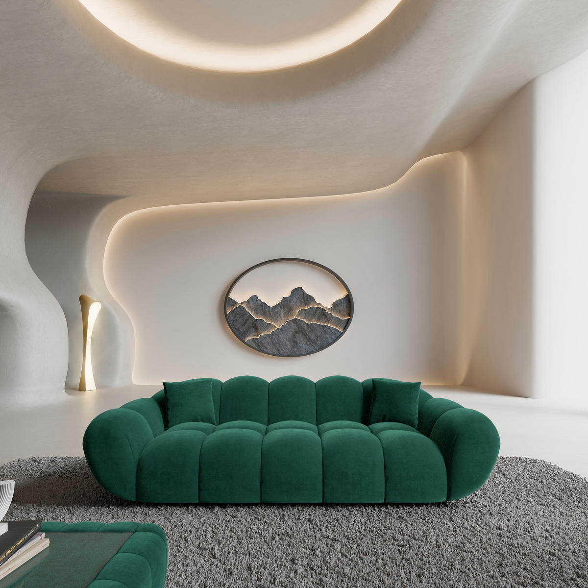 3-SITZER-SOFA Liva Smaragdgrün Samtstoff - Smaragdgrün, Textil (233/70/93cm) - VAROYAL