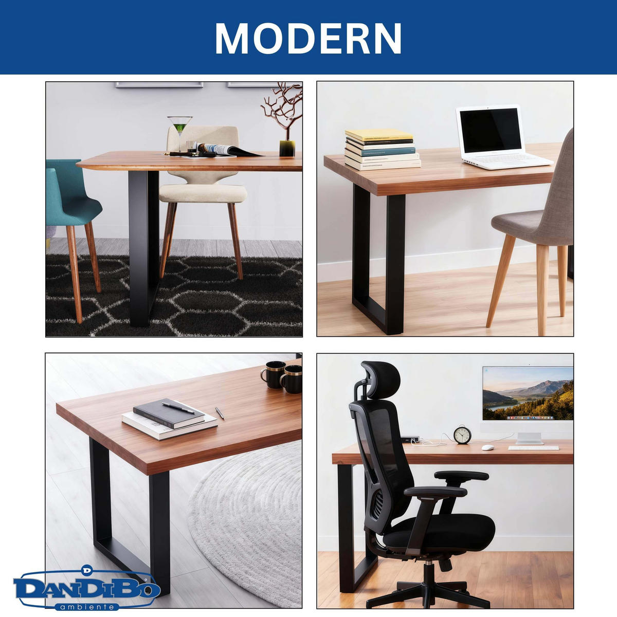 TISCHBEINE Metall Schwarz Set 72 x 62 cm Tischgestell Höhenverstellbar Tischkufen Esstisch Beine - Schwarz, Metall (8/72/62cm) - DanDiBo