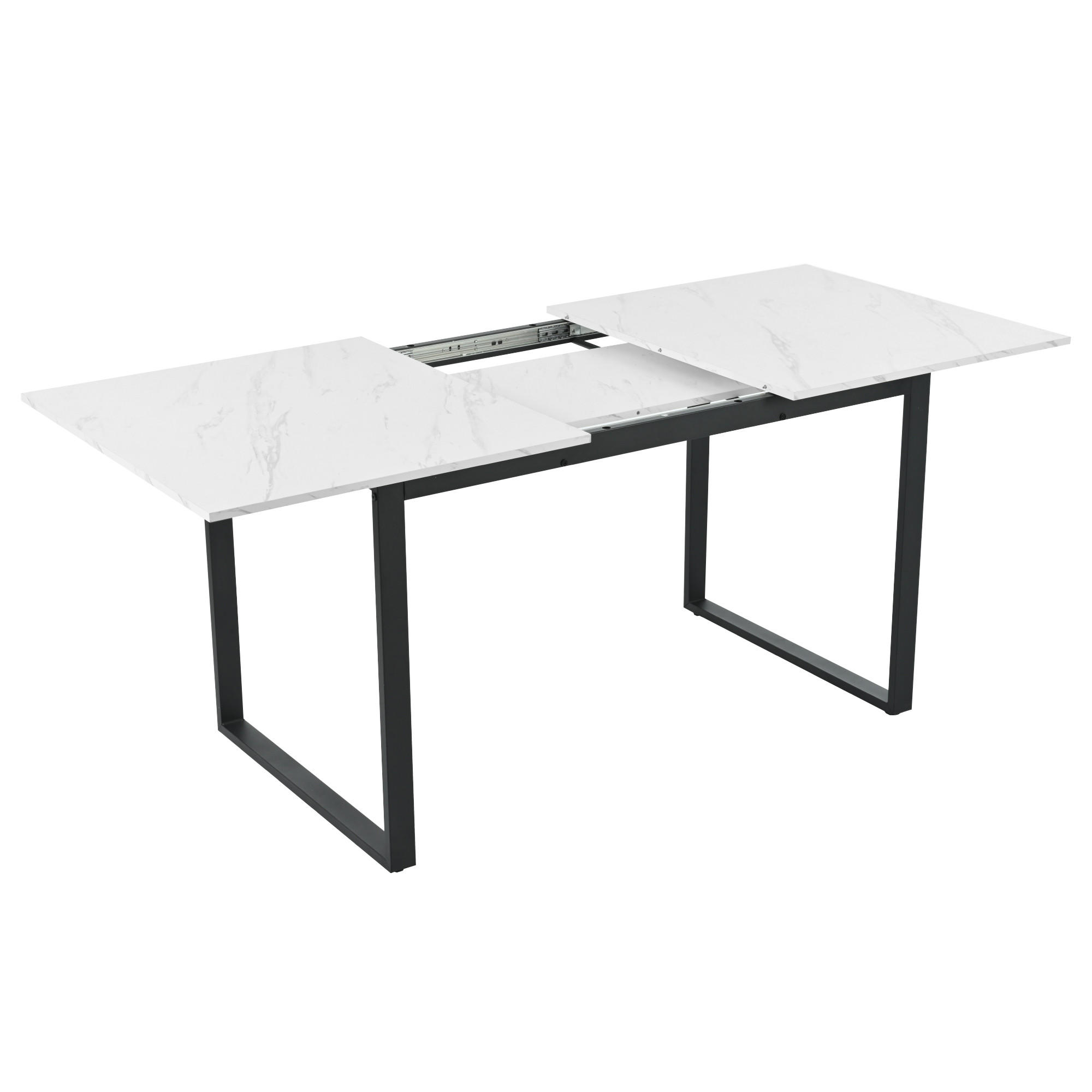 ESSTISCH, MDF mit Marmoroptik & Metallgestell, ausziehbar 140/180/80/75 cm, Weiß - Weiß, Holzwerkstoff (140/80/75cm) - Redom