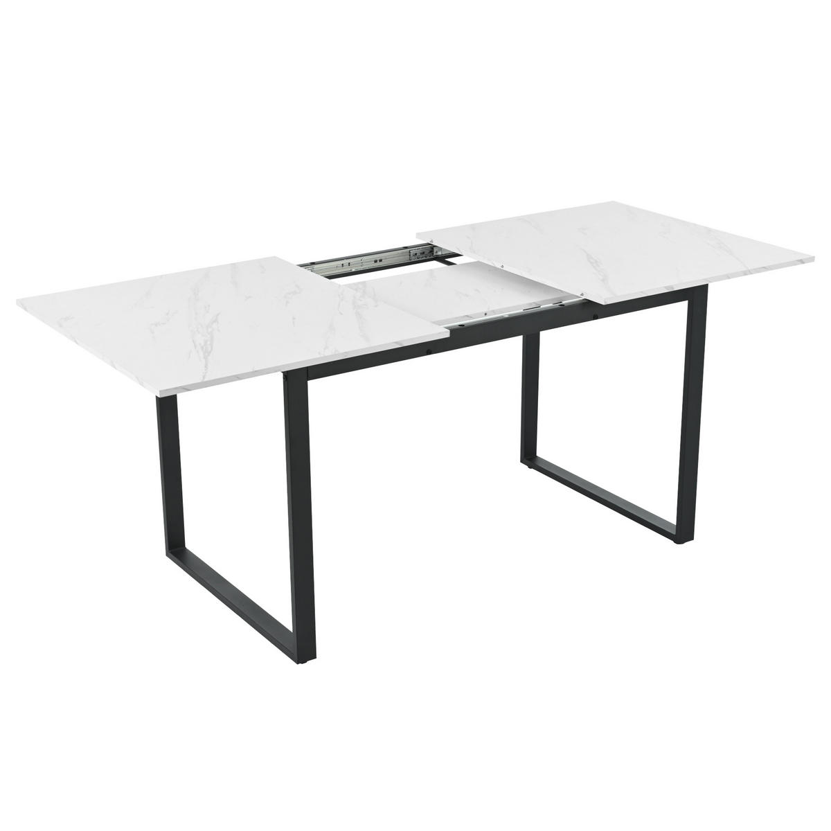 ESSTISCH Teleskoptisch 180/80/75 cm weiß MDF mit Marmoroptik ausziehbar - Weiß, Holzwerkstoff (180/80/75cm) - OKWISH