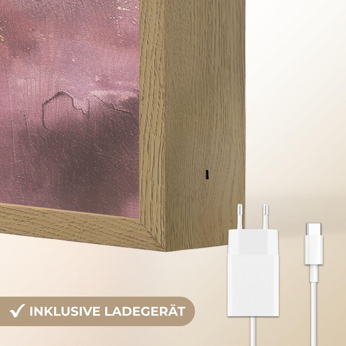 NÁSTĚNNÁ LAMPA S AKUMULÁTOREM Fialová - abstraktní - barva - zlatá 90x60 cm - světle fialová, kompozitní dřevo (90/60/8cm) - OnlyWow