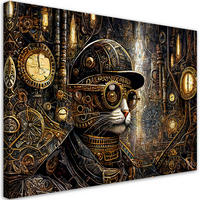 LEINWANDBILD Fantastische Katze im Steampunk Stil - Goldfarben, Textil (60/40cm) - Feeby