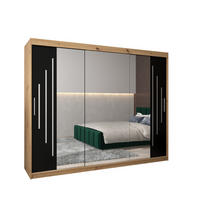 SCHWEBETÜRENSCHRANK 200/250/62 3-türig - Silberfarben/Schwarz, Holz/Kunststoff (250/200/62cm) - Abiks Möbel