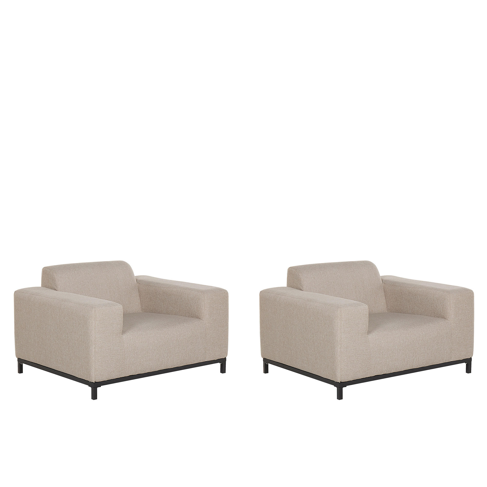 GARTENSESSEL 2er-SET beige/schwarzes Gestell Rovigo - Beige/Schwarz, Textil (105/68/84cm) - Beliani