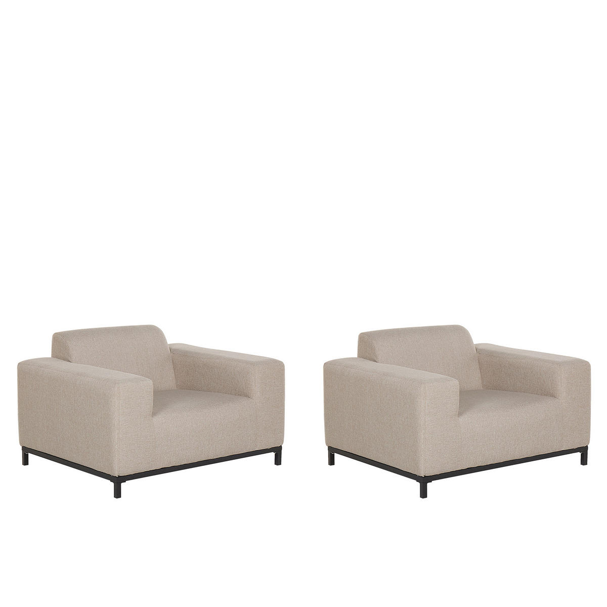 GARTENSESSEL 2er-SET beige/schwarzes Gestell Rovigo - Beige/Schwarz, Textil (105/68/84cm) - Beliani
