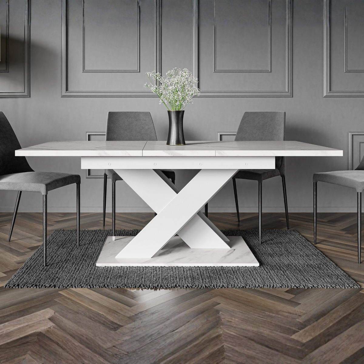 ESSTISCH Bianco Weiß Marmoptik Ausziehbar 140 - 180 cm - Weiß, Holzwerkstoff (140/80/75cm) - PROSPERO