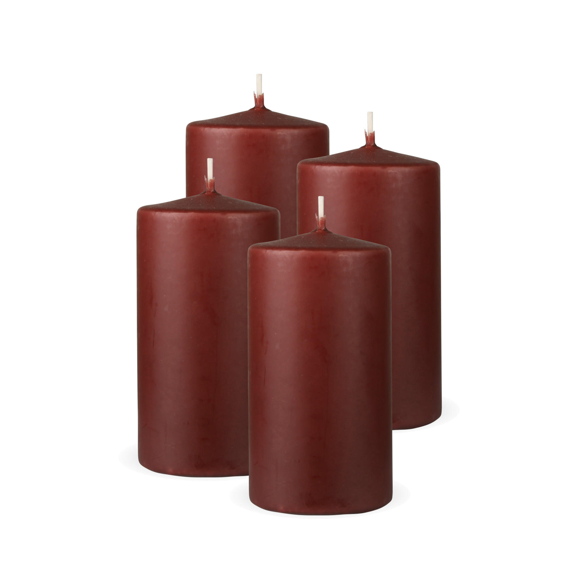 STUMPENKERZEN 4er Pack "Braun", Größe Ø7cm x Höhe: 12 cm - Braun, Naturmaterialien (7/12cm) - Bestlivings