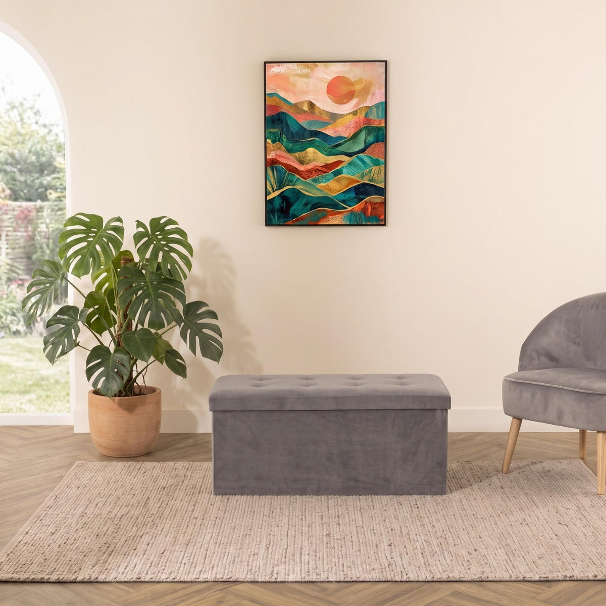 POUF mit Stauraum und Sitzfläche 76/38/38 cm - Anthrazit, Textil (38/38/76cm) - Atmosphera Createur d´interieur