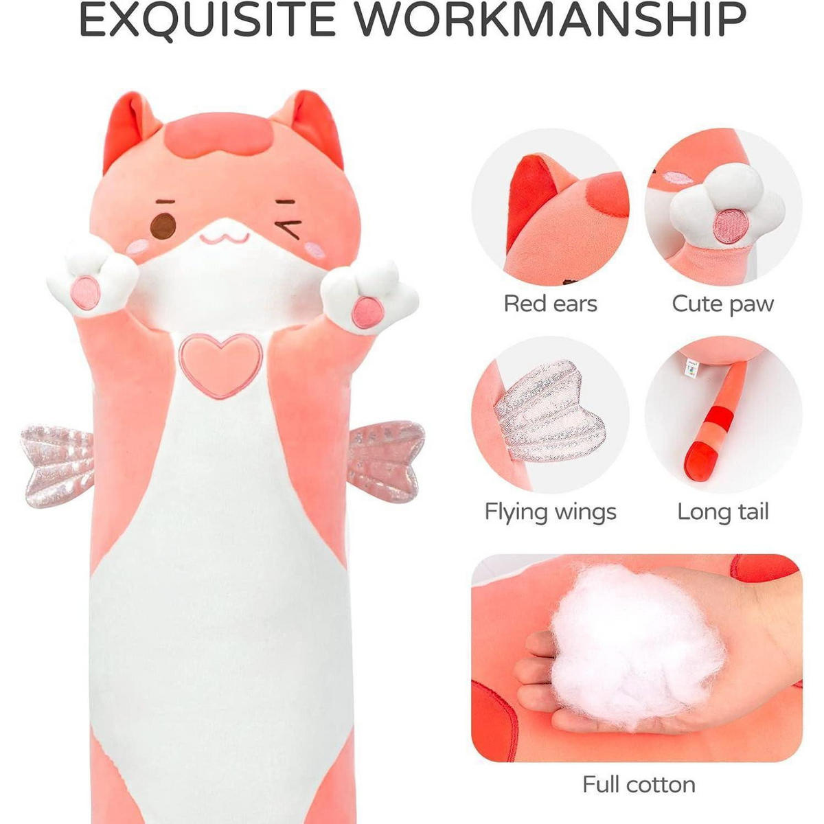 KUSCHELTIER Katze 130 cm Rosa - Rosa, Textil (10/130cm)