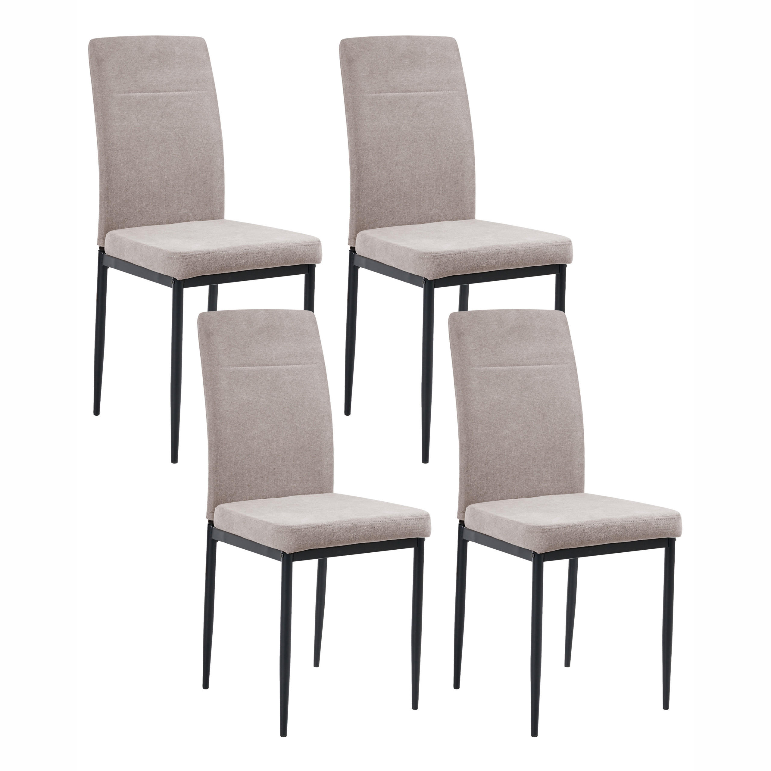 ESSZIMMERSTUHL 4er-Set Taupe Riner - Taupe/Schwarz, Textil (42/94/50cm) - Beliani