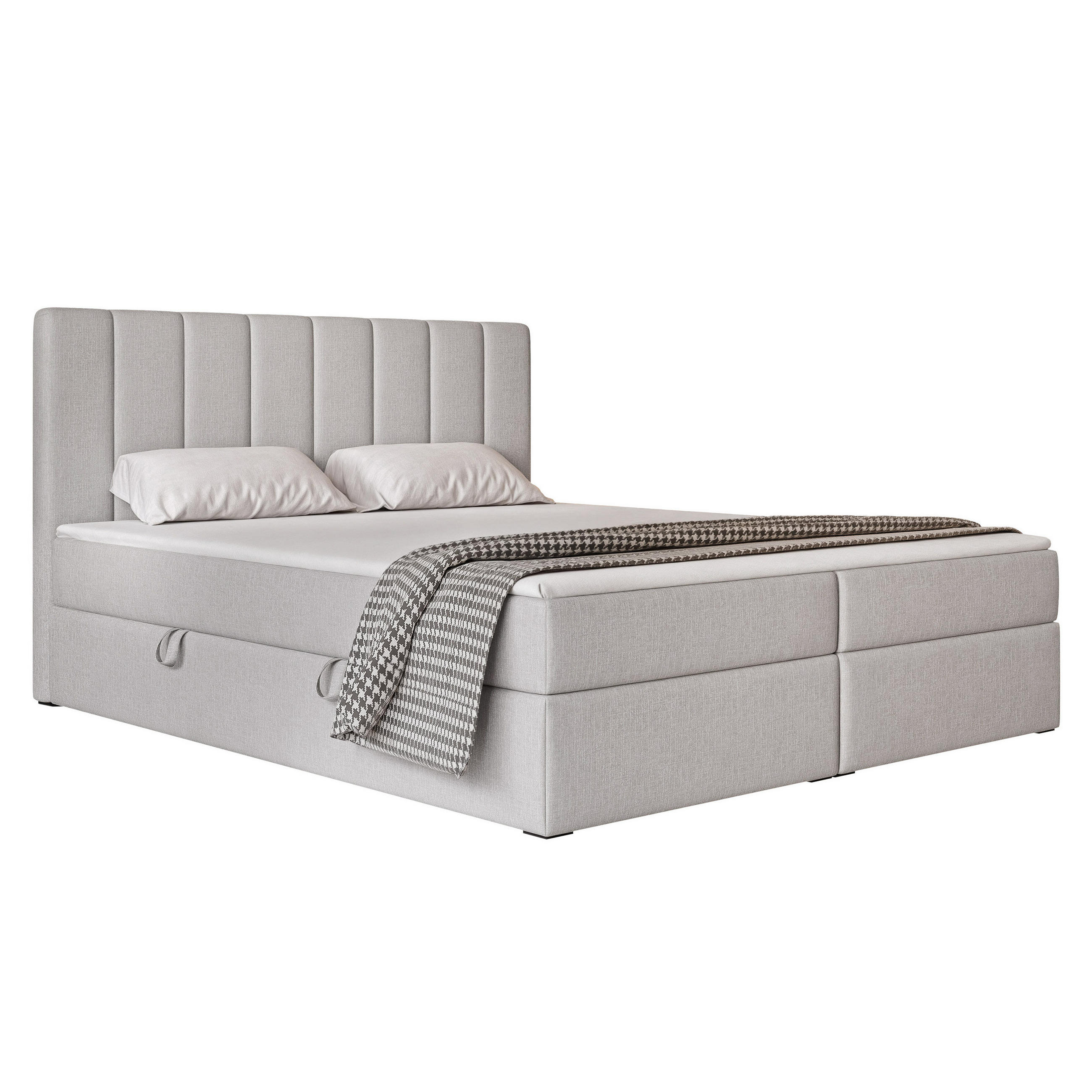 BOXBETT LEO 160/200 cm mit Matratze und Topper, Grau - Schwarz/Grau, Holzwerkstoff/Kunststoff (160/200cm) - Idohome