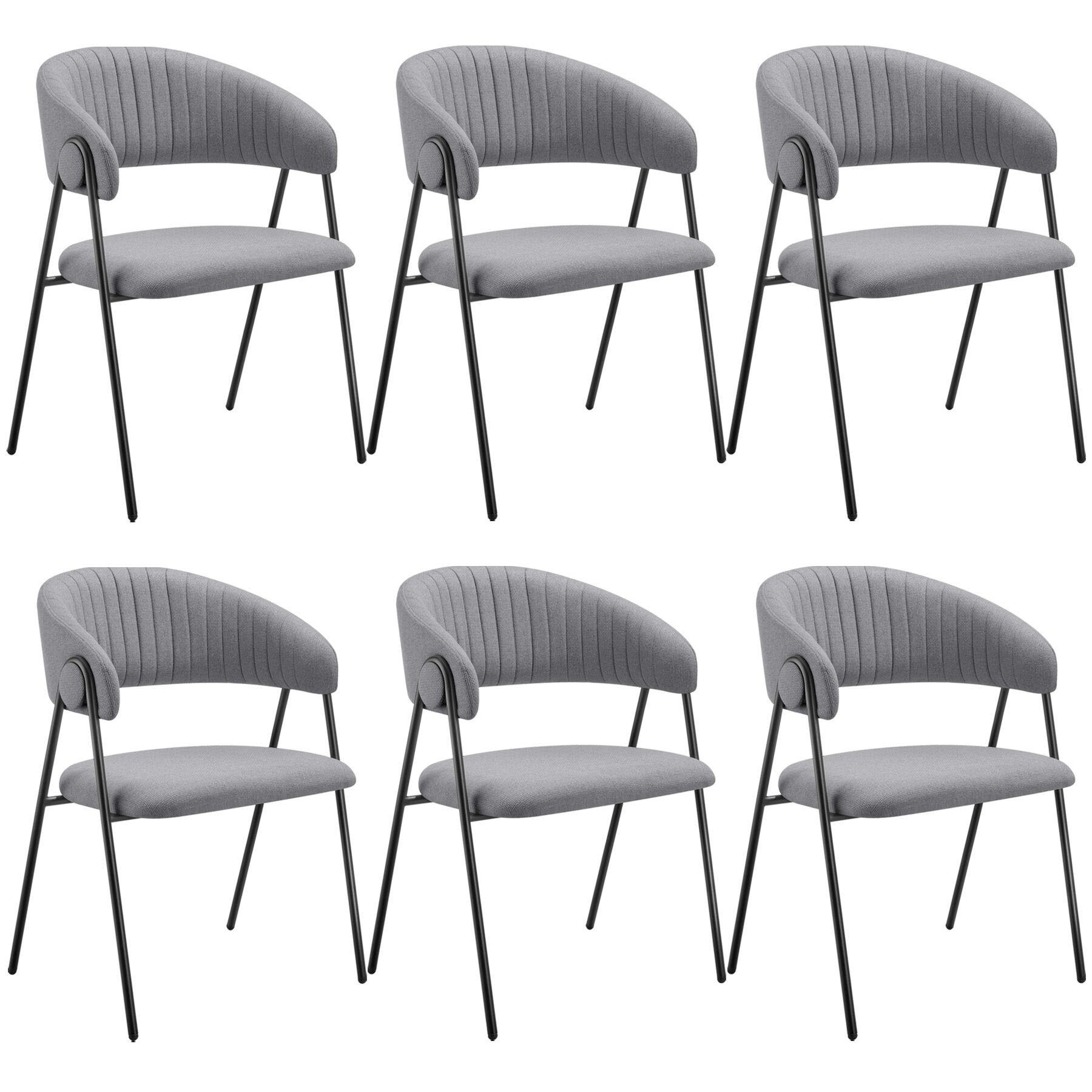 ARMLEHNSTUHL 6er Set Bedano 60 x 58 x 85 cm grau - Grau, Kunststoff (60/85/58cm) - tectake