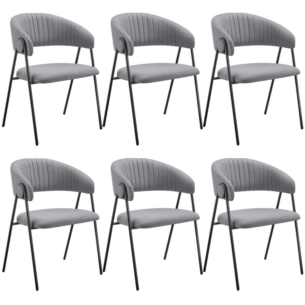 ARMLEHNSTUHL 6er Set Bedano 60 x 58 x 85 cm grau - Grau, Kunststoff (60/85/58cm) - tectake