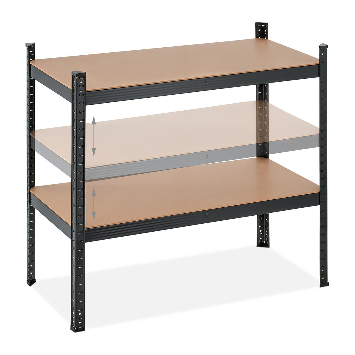 SCHWERLASTREGAL - Schwarz, Holzwerkstoff/Metall (100/180/50cm) - Relaxdays