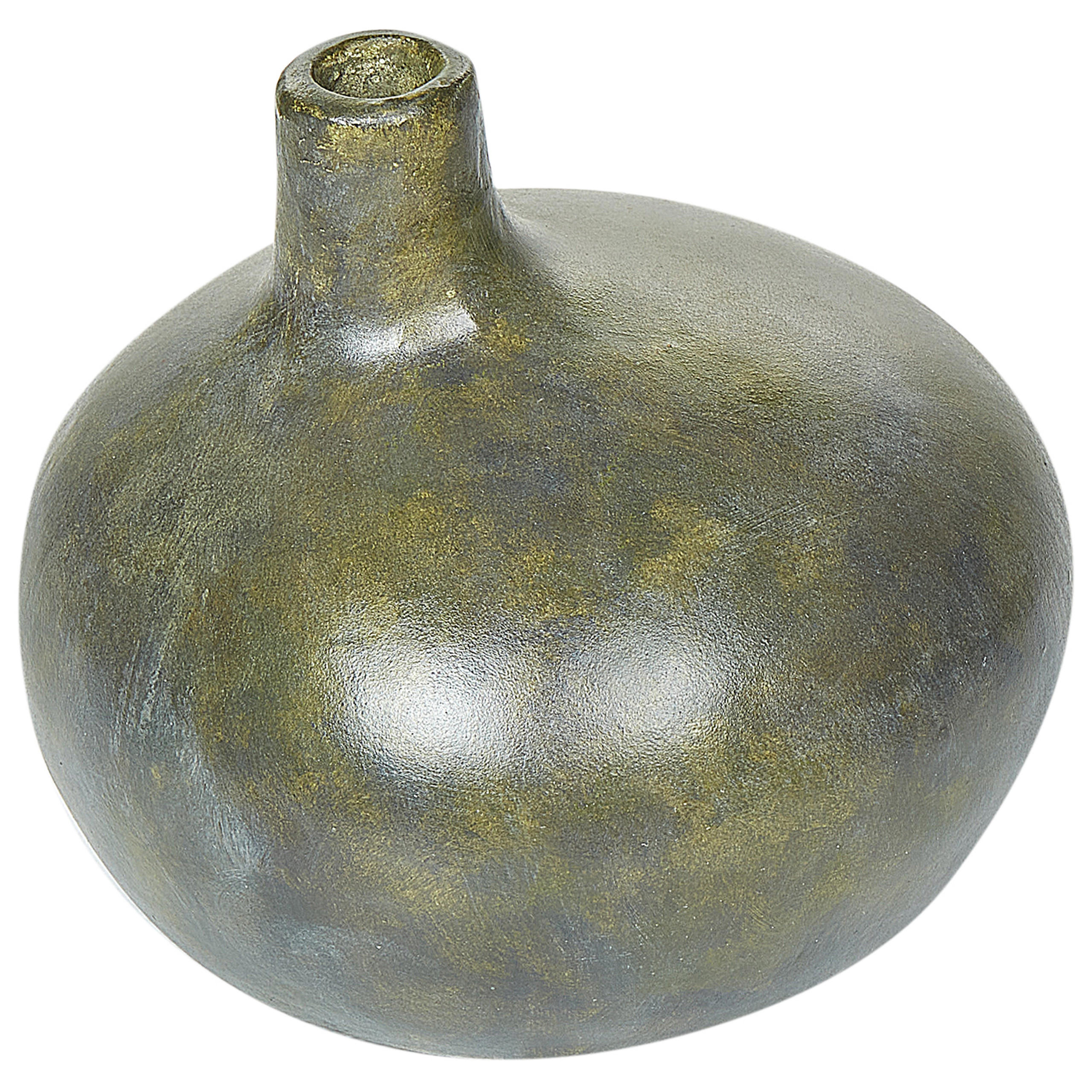 DEKOVASE Terrakotta grau Klang - Grau, Stein (18cm) - Beliani
