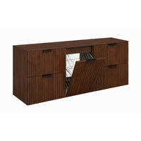 BADMÖBEL-SET MIT WÄSCHEKORB: Eiche Nussbaum, Griffe Schwarz, 160 x 46 x 57 cm - Eichefarben/Schwarz, Holzwerkstoff (160/57/46cm) - 3XE LIVING