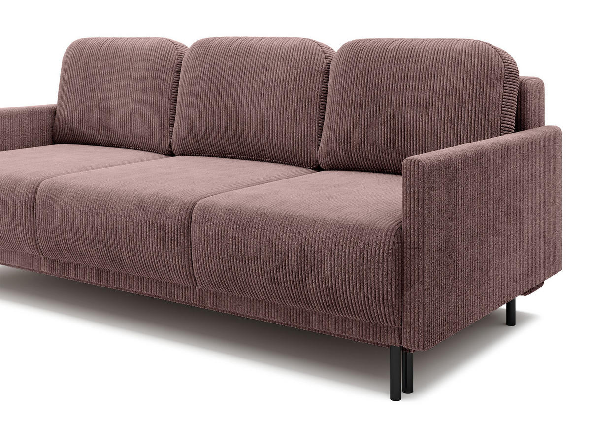 SCHLAFSOFA Hamiel Lila Cordbezug 212 cm - Flieder/Schwarz, Holz/Textil (212/87/97cm) - Selsey