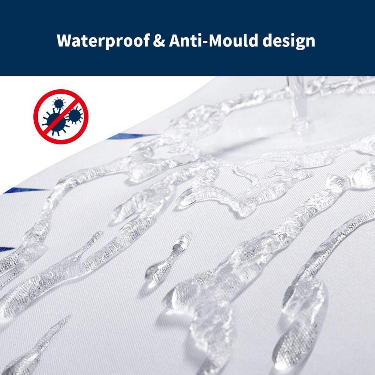 DUSCHVORHANG schimmelresistent beschwerter Saum mit Haken für Badewanne Duschkabine - Weiß, Textil (80/180cm) - MCBOSON